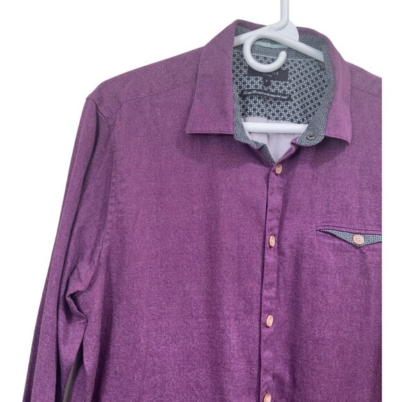 TED BAKER LONDON Mens SZ XL Purple Button Down Shirt 100% Cotton Business casual - Picture 9 of 12